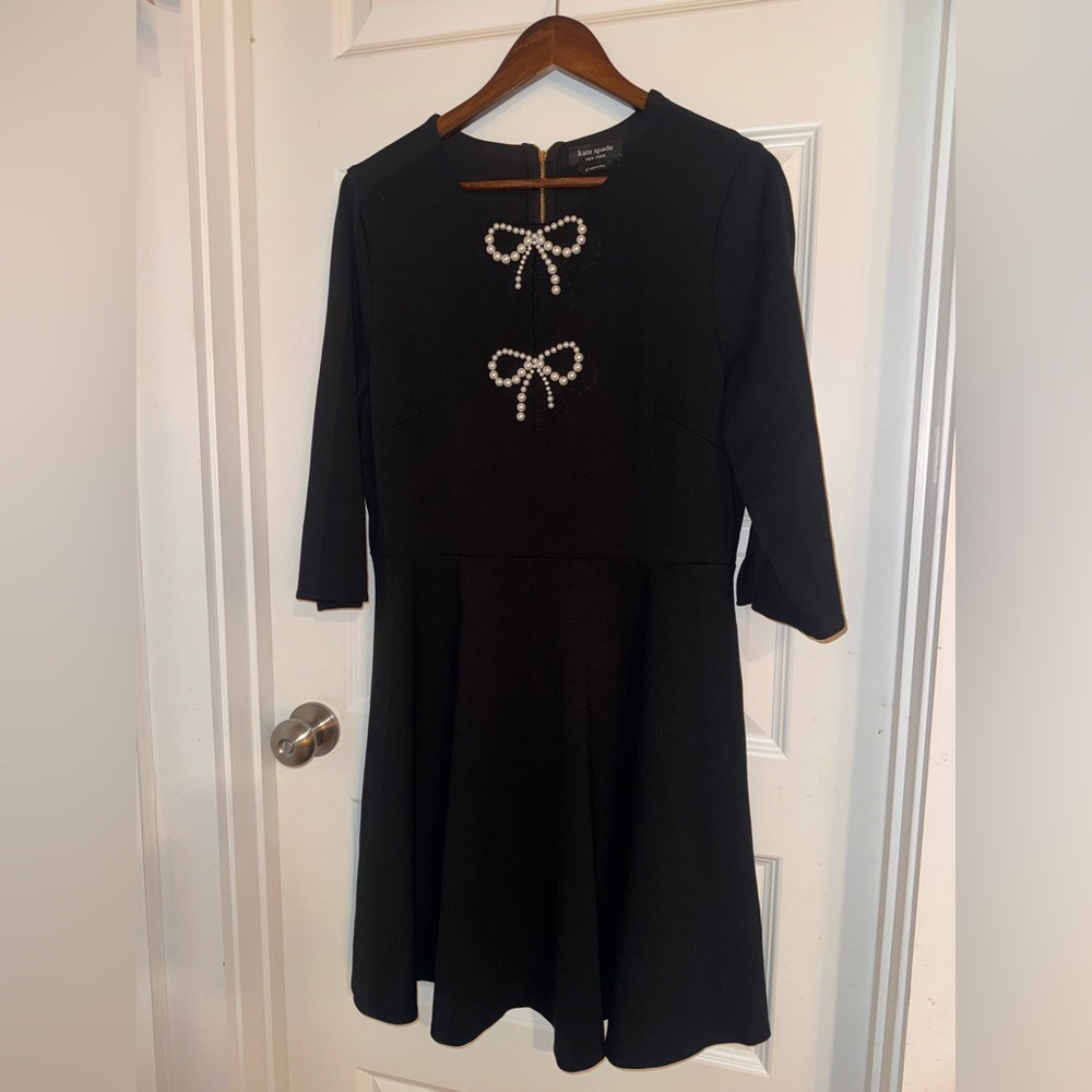 Kate Spade Pearl Bow Black Dress